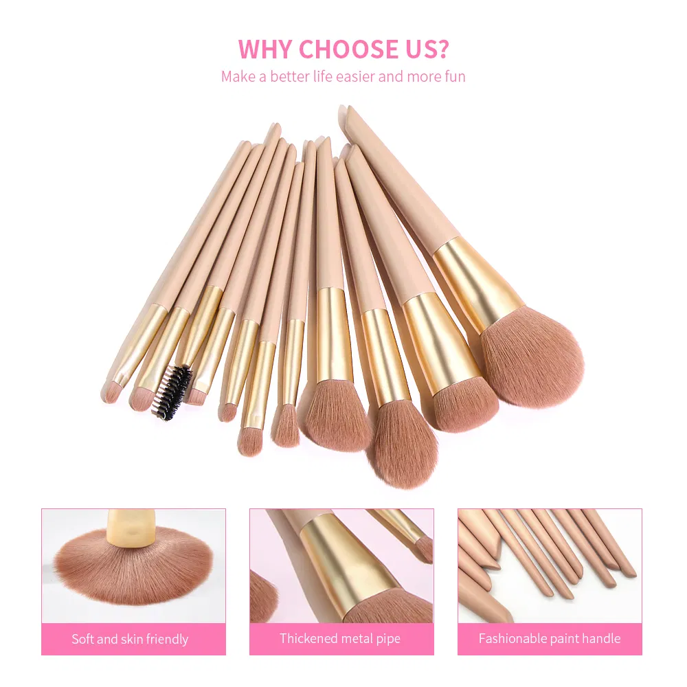 11PCS Travel Luxury Face Eye Soft Synthetic Hair Wooden Handle Cosmetic Makeup Brushes Set