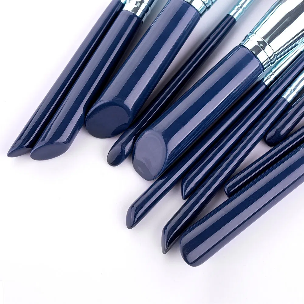 11PCS High Quality Large Loose Powder Foundation Highlight Contour Eyeshadow Oblique Eyebrow Soft Hair Makeup Brushes Set