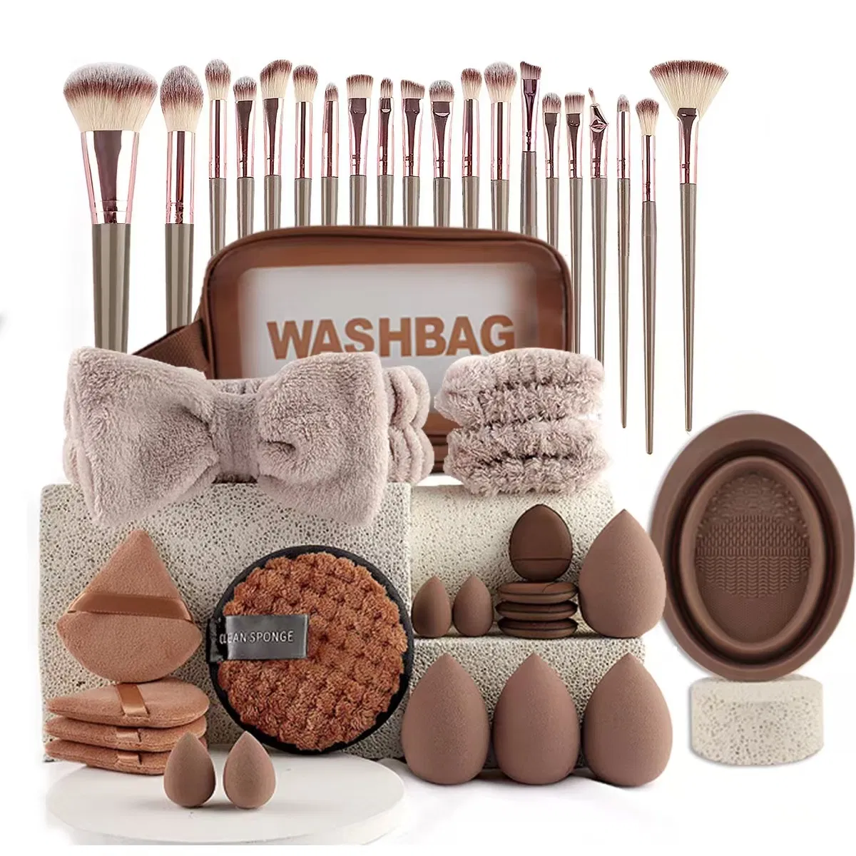 2025 Beauty Tools Makeup Brush Set Brown Triangle Puff Water Drop Cosmetic Sponges Mini Powder Puff Face Makeup Sponge Kit