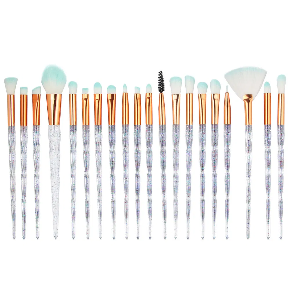 Beautichen 20PCS Diamond Makeup Brushes Private Label Powder Foundation Eye Shadow Eyebrow Crystal Professional Makeup Brush Set