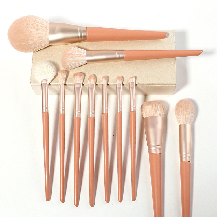 Beautichen Coral 11PCS Wooden Handle Makeup Brush Set - Private Label Beginner Friendly