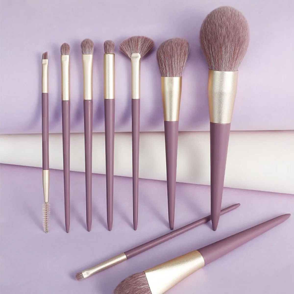 Beautichen 9PCS Purple Makeup Brushes Set with Cosmetic Bag - Loose Powder Eyeshadow Foundation Portable Cosmetic Tools Bulk OEM