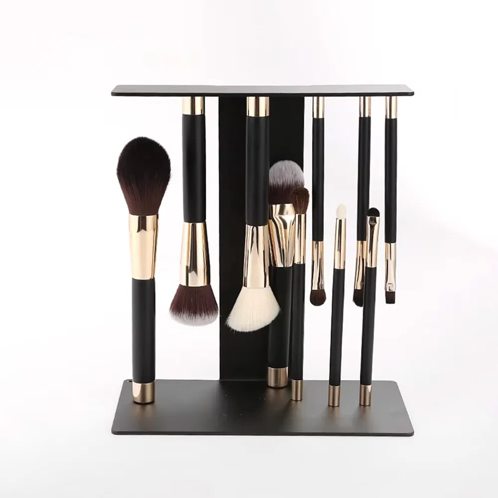 Wooden Handle 14 PCS Cosmetic Brush Kit Holder Magnetic Makeup Brushes Set for Face Eye Shadow