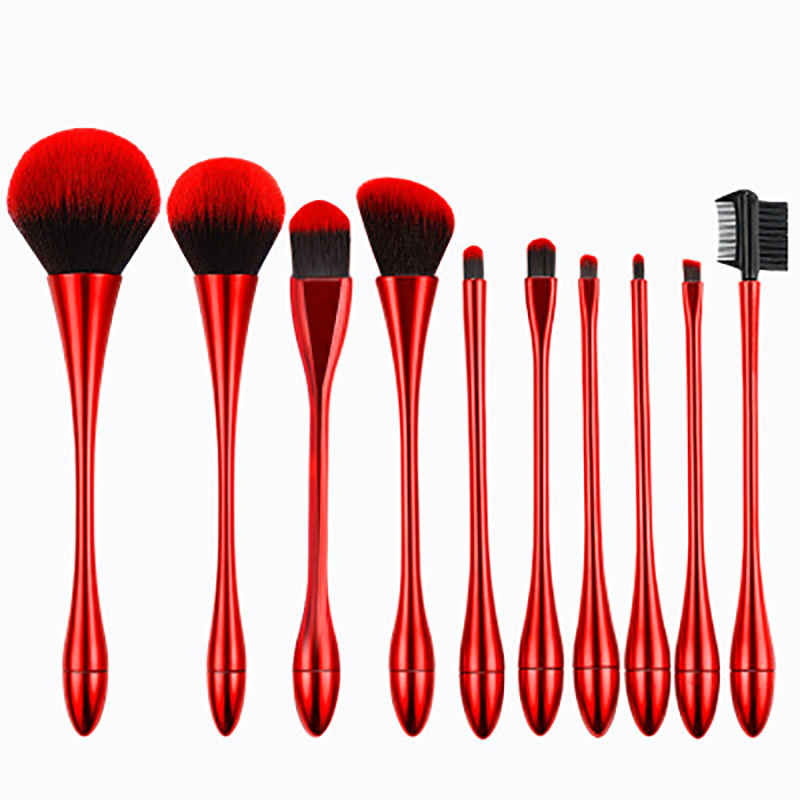 10PCS Cosmetic Brush Rose Gold/ Red /Ochre Color Make up Tools Face Makeup Brushes Set