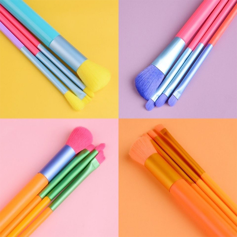 Beautichen 15PCS Macaron Makeup Brushes - Soft Travel Set with Holographic Pouch