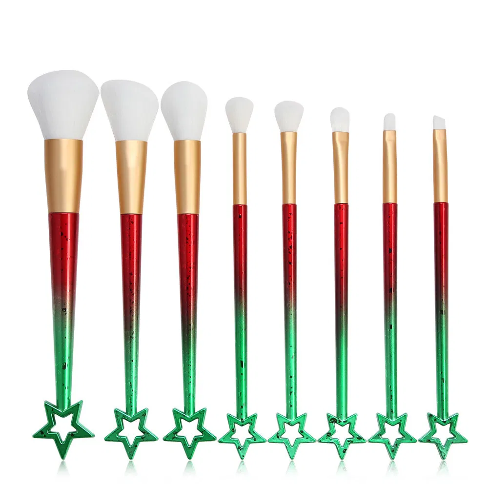 New Christmas Style Mini Easy Carry High Quality 8PCS Makeup Brush Set with Case Private Label