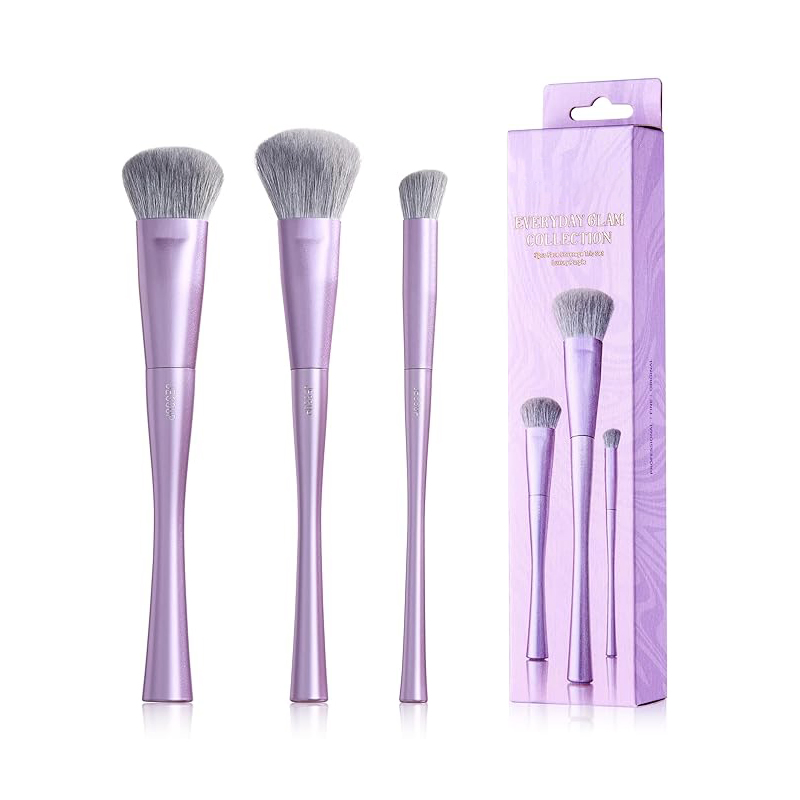 Beautichen 14-Piece Makeup Brush Set – Ultra-Soft Grey Bristles &amp; Purple Metal Handles, Portable Cosmetic Brush Kit for Face &amp; Eyes