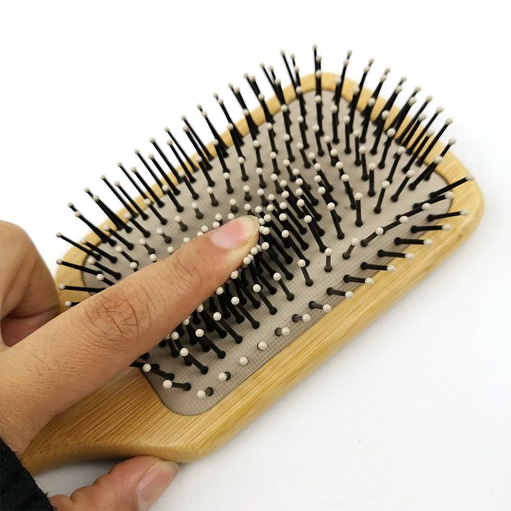 Natural Bamboo Square Large Plate Portable Home Detangling Massage Air Cushion Hair Brush
