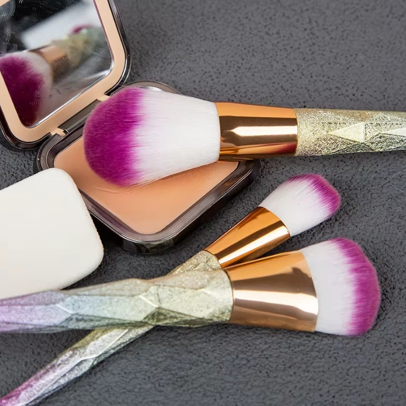 7PCS Natural Hair Glitter Foundation Sparkle Make up Brush Set