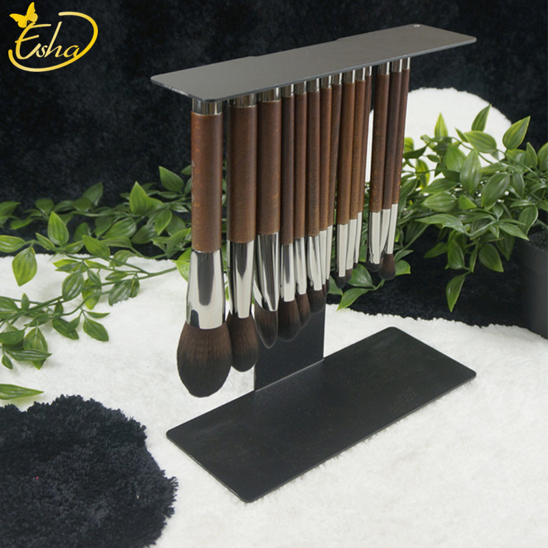 Wooden Handle 14 PCS Cosmetic Brush Kit Holder Magnetic Makeup Brushes Set for Face Eye Shadow
