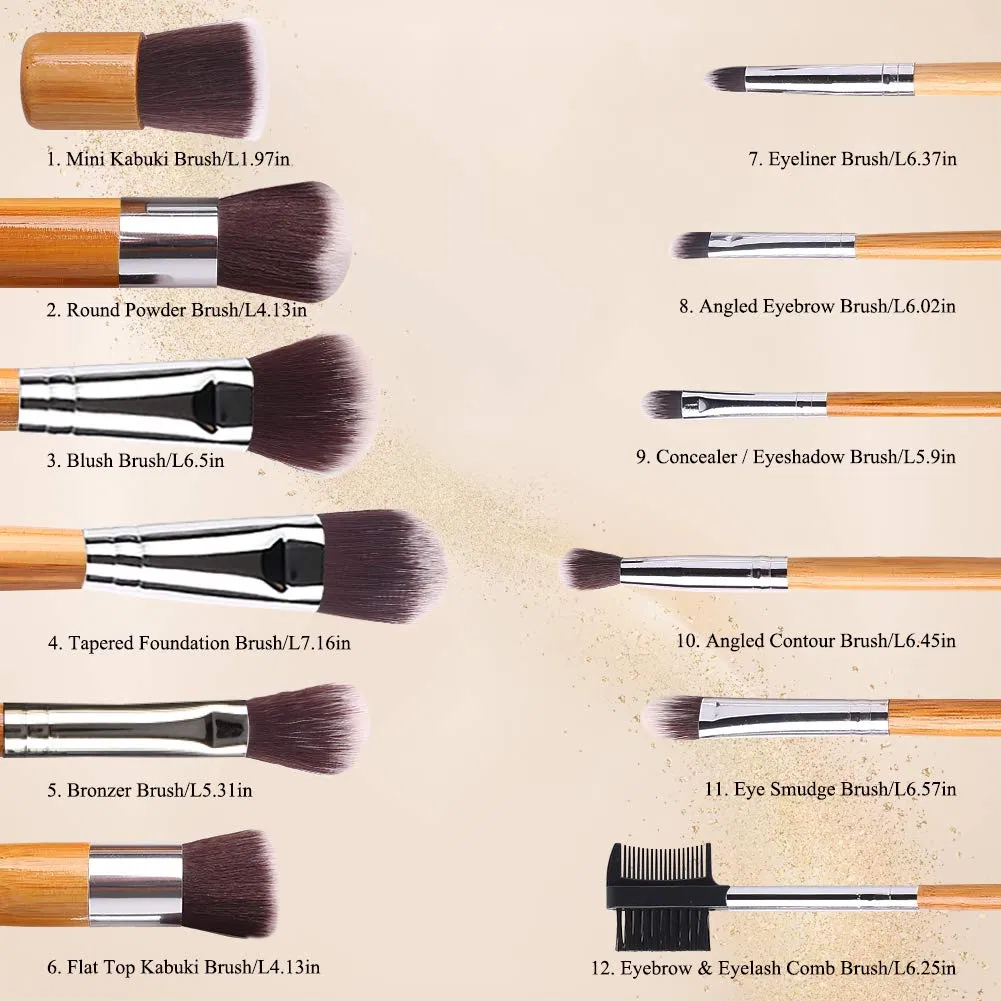 Beautichen Luxury Professional Orange Wood Handle Cosmetics Make up Tools Eye Makeup Brushes Set Synthetic Makeup Brush Set