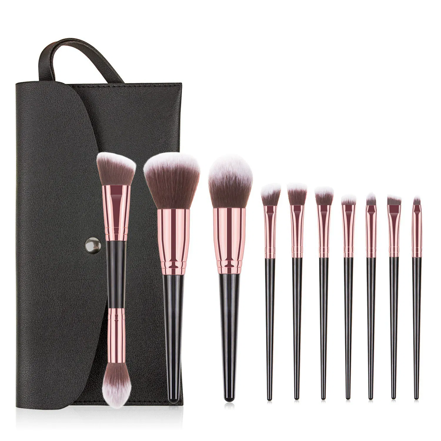 Beautichen 10PCS Rose Gold &amp; Purple Gradient Makeup Brush Set – Soft Synthetic Bristles for Powder, Contour, Blush – Elegant Cosmetic Brushes