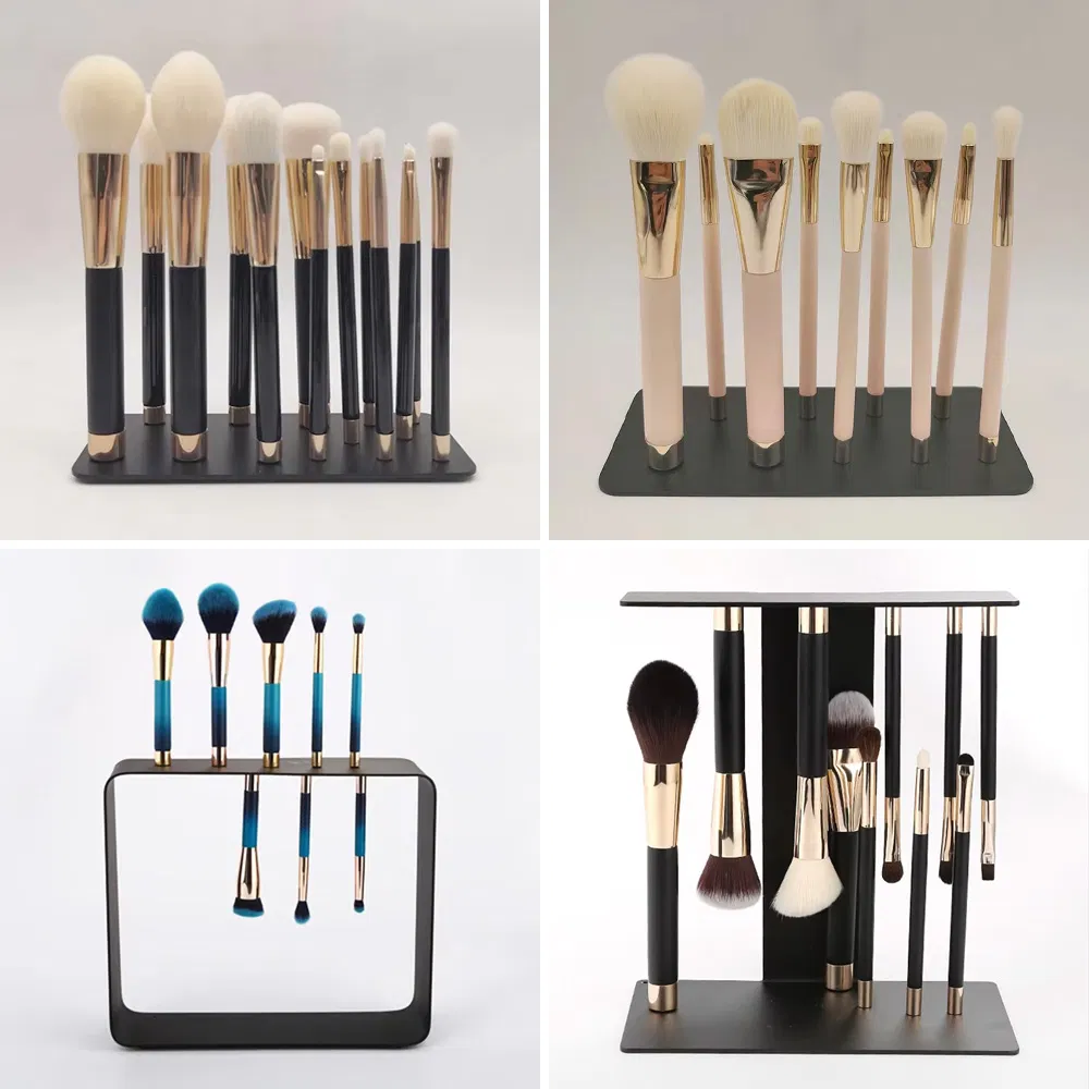 Wooden Handle 14 PCS Cosmetic Brush Kit Holder Magnetic Makeup Brushes Set for Face Eye Shadow