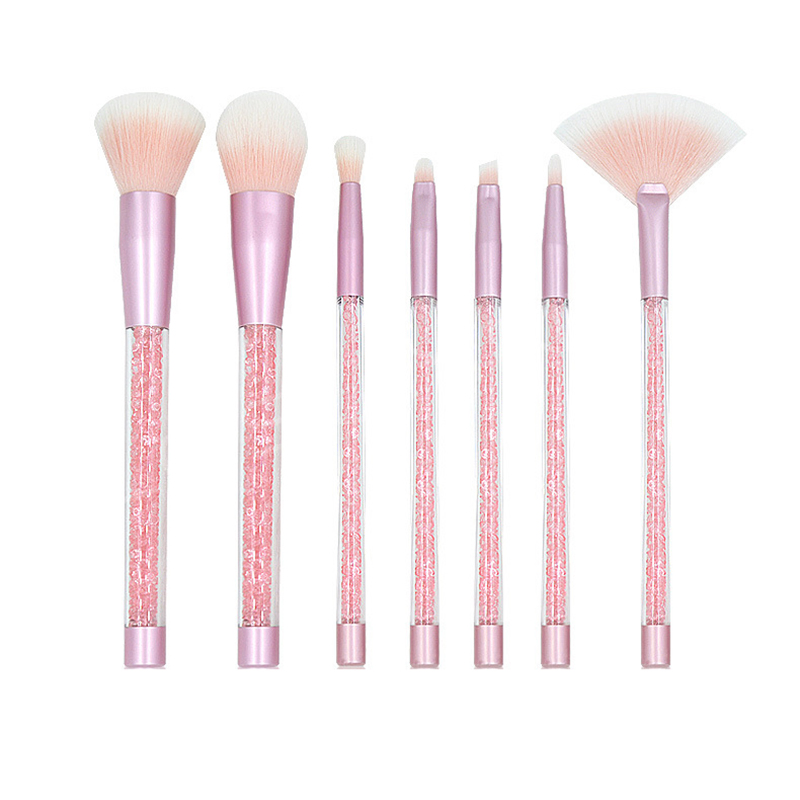 Beautichen 7-Piece Set of Glitter Crystal, Sparkling Powder Makeup Brushes Blush Powder Lip Eyeshadow Eyebrow Brush Sequin Handle Makeup Brush Set