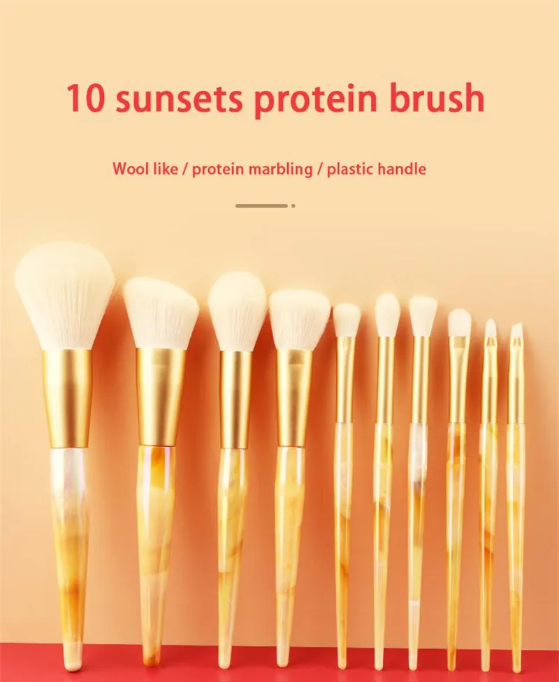10PCS Professional Cosmetics Brushes Kit Color Handle Soft Synthetic Hair Foundation Brush Eye Brush Lip Brush ODM OEM Makeup Brushes Set