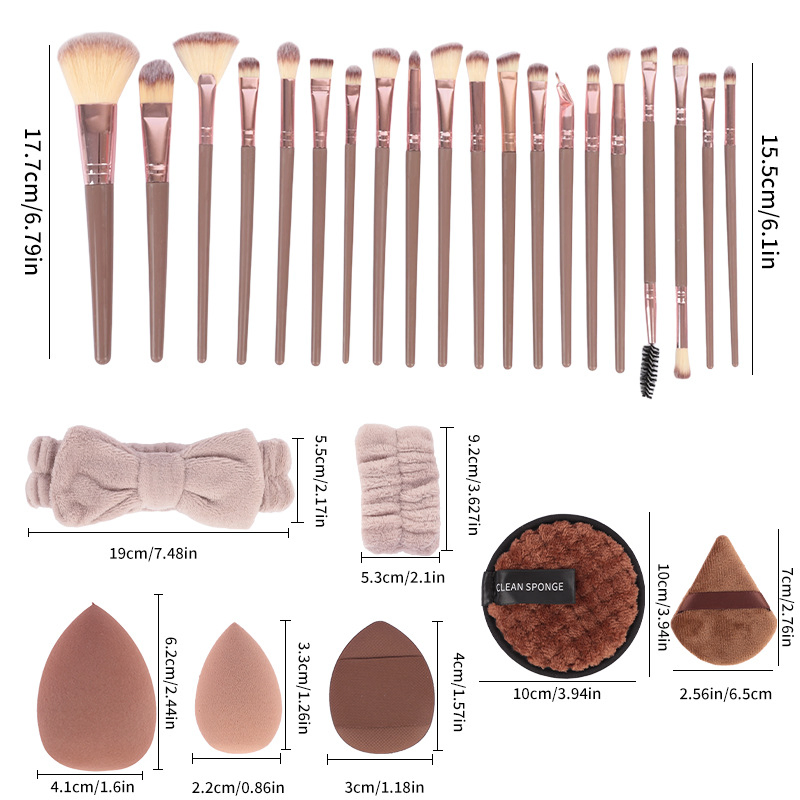 Beautichen 40PCS Coffee Makeup Brushes Set with 20 Sponges - Face Cleansing &amp; Full Makeup Tools