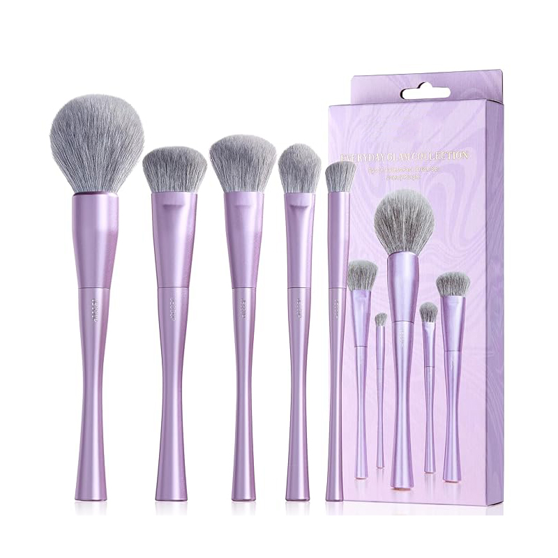 Beautichen 14-Piece Makeup Brush Set – Ultra-Soft Grey Bristles &amp; Purple Metal Handles, Portable Cosmetic Brush Kit for Face &amp; Eyes