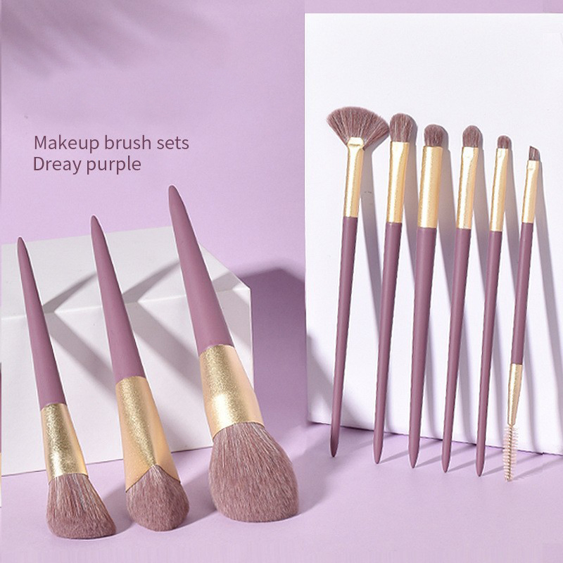 Beautichen 9PCS Purple Makeup Brushes Set with Cosmetic Bag - Loose Powder Eyeshadow Foundation Portable Cosmetic Tools Bulk OEM
