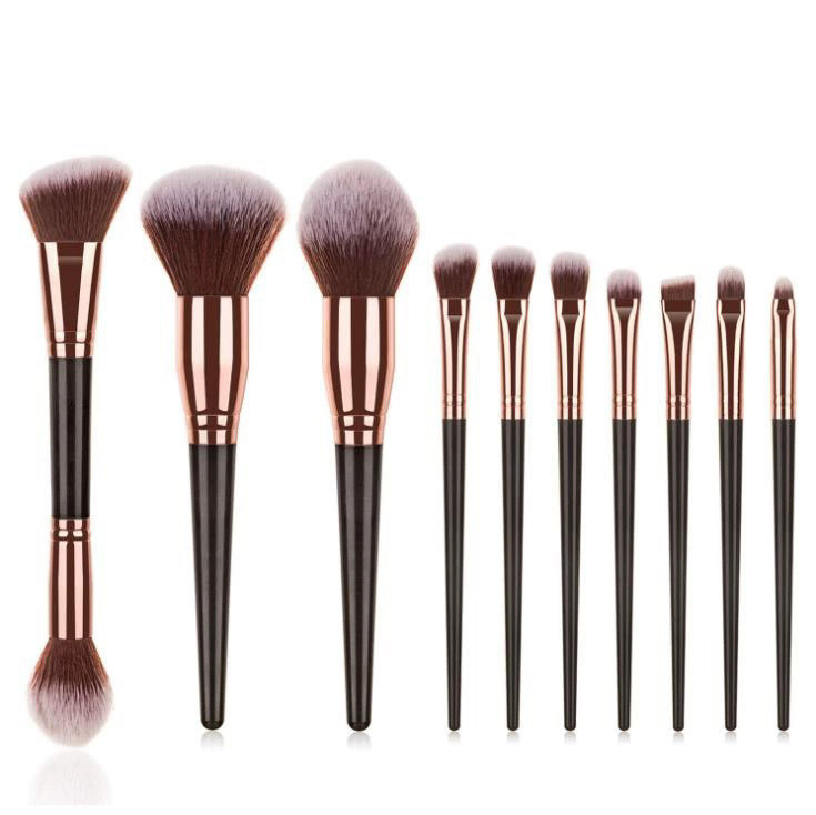 Beautichen 10PCS Rose Gold &amp; Purple Gradient Makeup Brush Set – Soft Synthetic Bristles for Powder, Contour, Blush – Elegant Cosmetic Brushes
