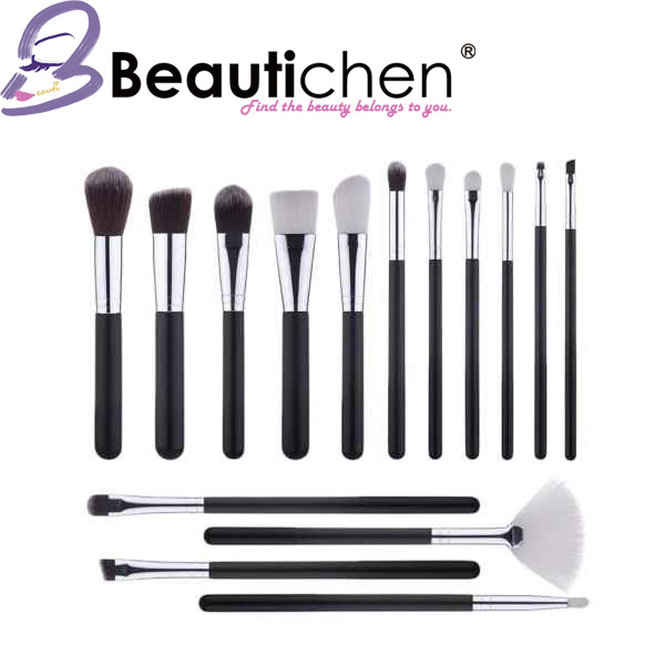 Beautichen 15pieces Black Unique PRO Manufacturer Vegan Wooden Professional Private Label Custom New Luxury Make up Brushes Set