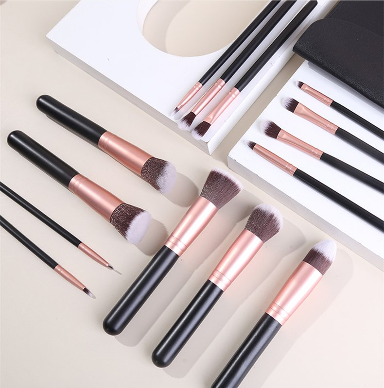 14PCS Black Synthetic Hair Kabuki Brush Blending Face Powder Concealer Brush Make up Brushes Set