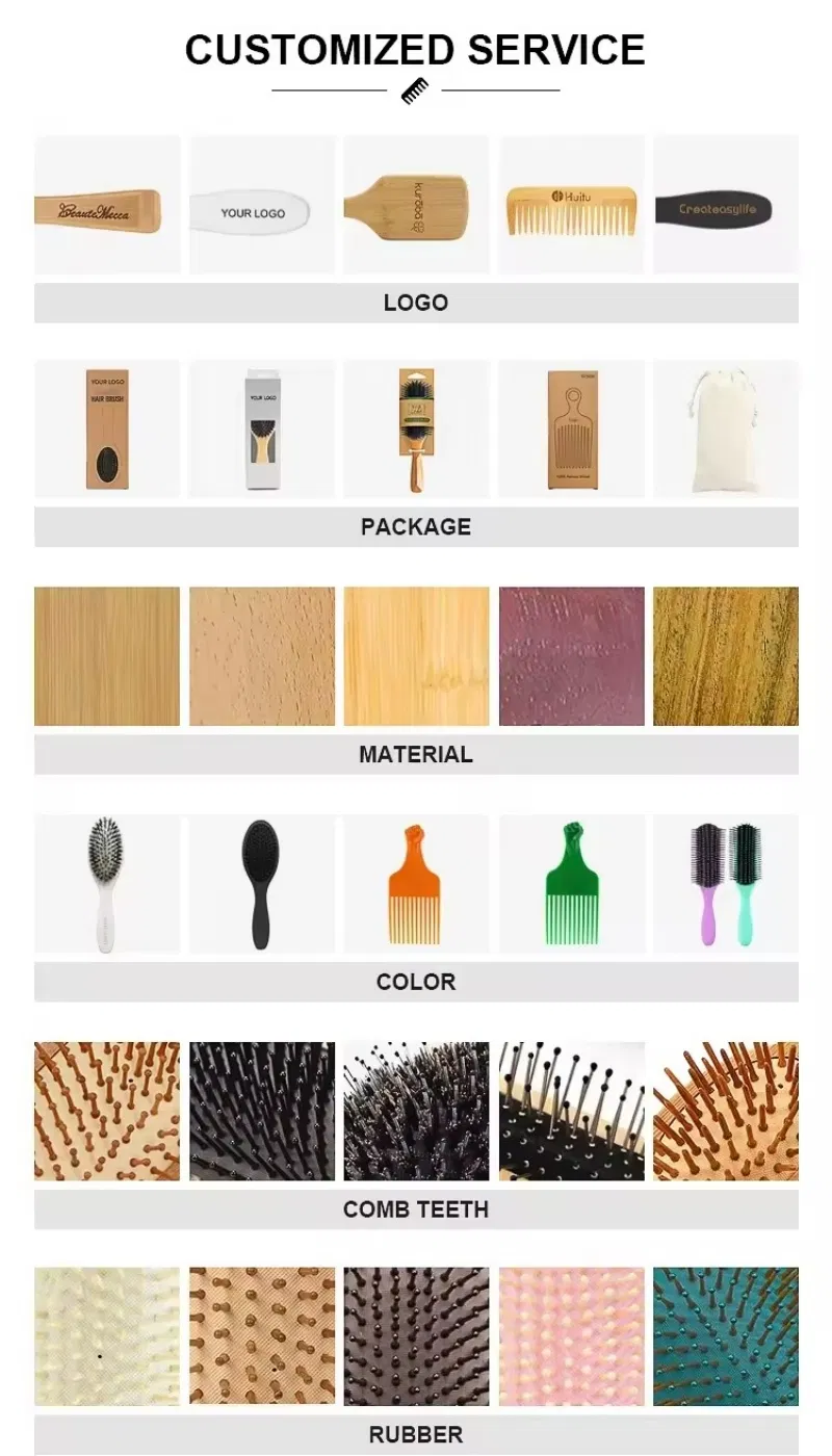 2025 Custom Comb for Natural Shampoo Scalp Massage Round Curly Detangling Hair Brush