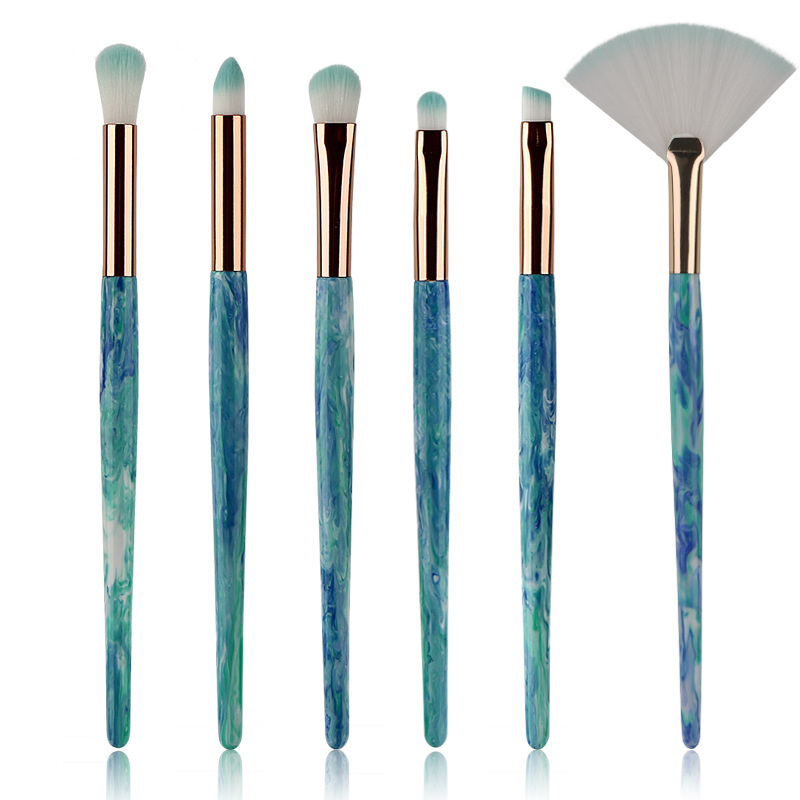 China Suppliers 8 PCS Blue Marble Makeup Brush Set Premium Synthetic Foundation Brush Blending Face Powder Blush Concealers Eye Shadows Make up Brushes Kit