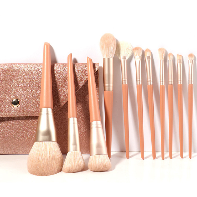 Beautichen Coral 11PCS Wooden Handle Makeup Brush Set - Private Label Beginner Friendly