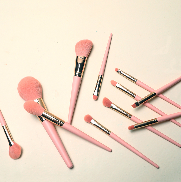 9PCS Beginner Beauty Tools Synthetic Fiber Hair Cosmetic Brush Professional Pink Makeup Brush Set