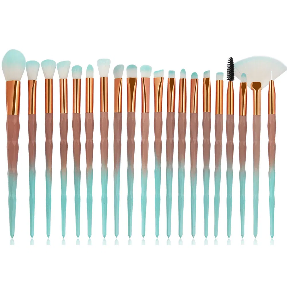 Beautichen 20PCS Diamond Makeup Brushes Private Label Powder Foundation Eye Shadow Eyebrow Crystal Professional Makeup Brush Set