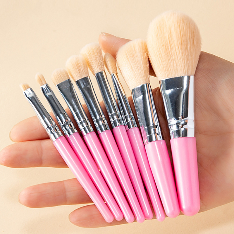 Beautichen 8PCS Pink Amazon Bestseller Makeup Brush Set with Pink Pouch - Eyeshadow/Loose Powder/Blush/Contour/Nose Contour Brushes Beginner-Friendly Kit