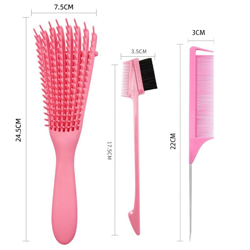 Double Sided Eyebrow Brush Wide Tooth Cutting Comb Kit Hair Brush Comb Set Hairbrush Detangle Set