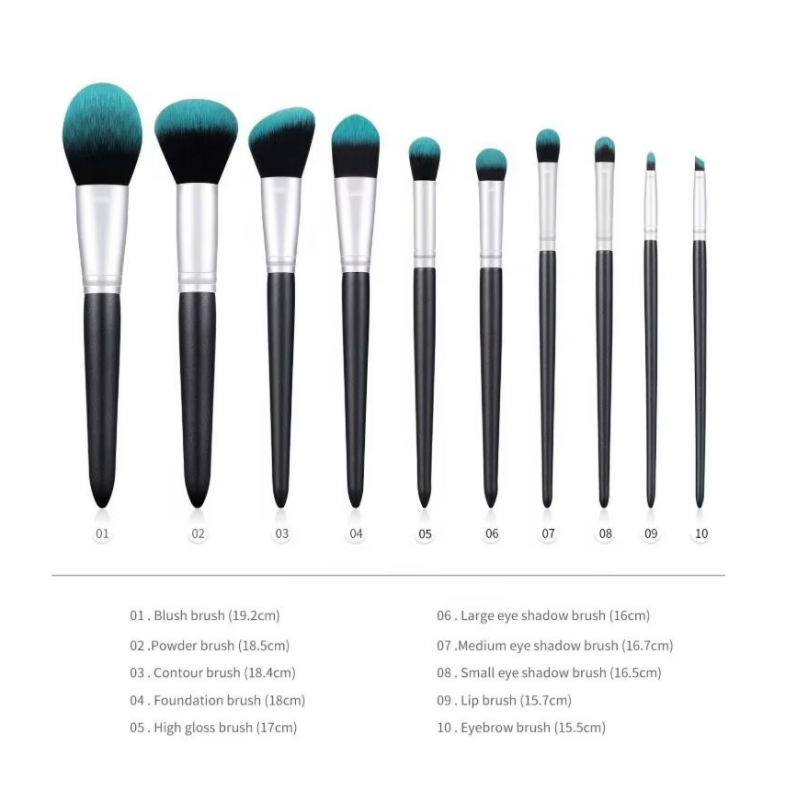 Quality Professional Luxury Dark Green Firefly Makeup Brushes Set