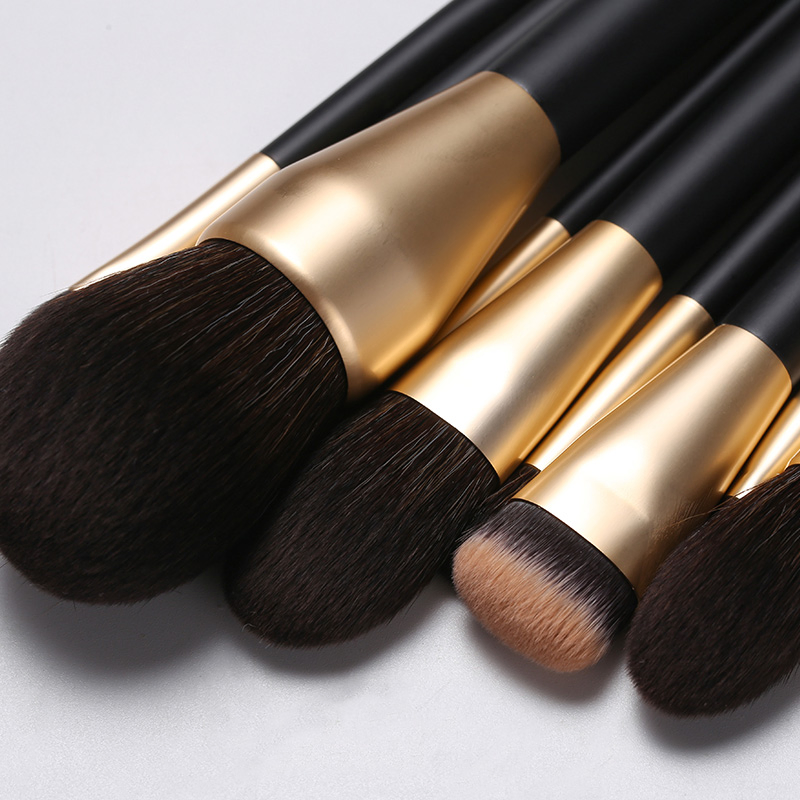 Black Wood Handle Synthetic Hair Private Label Cosmetic Make up Powder Blush Brushes Kit Makeup Brushes Set
