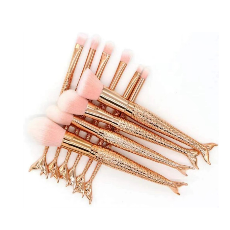 Mermaid Synthetic Foundation Powder Concealer Eye Shadows Makeup Brush Set