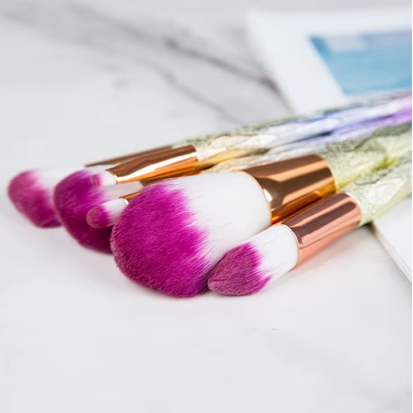 7PCS Natural Hair Glitter Foundation Sparkle Make up Brush Set