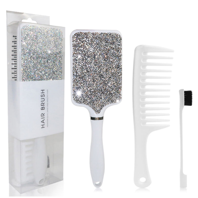 Wholesale Curly Detangle Deman Wet Antistatic 3 in 1 Hair Highlight Glitter High Quality Massage Set Brushes