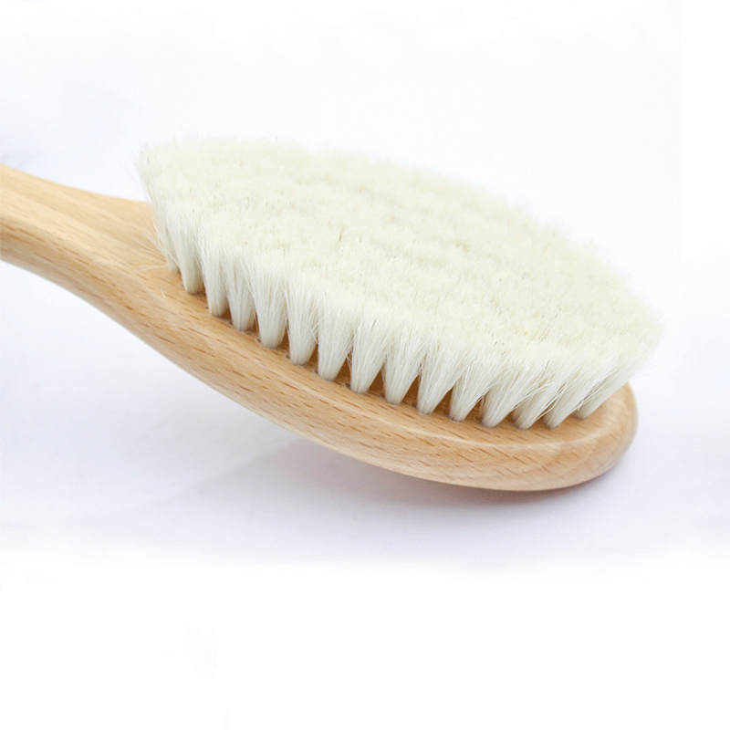 Baby Hair Brush Wooden Comb Handle Natural Soft Goat Bristles Newborns Toddlers