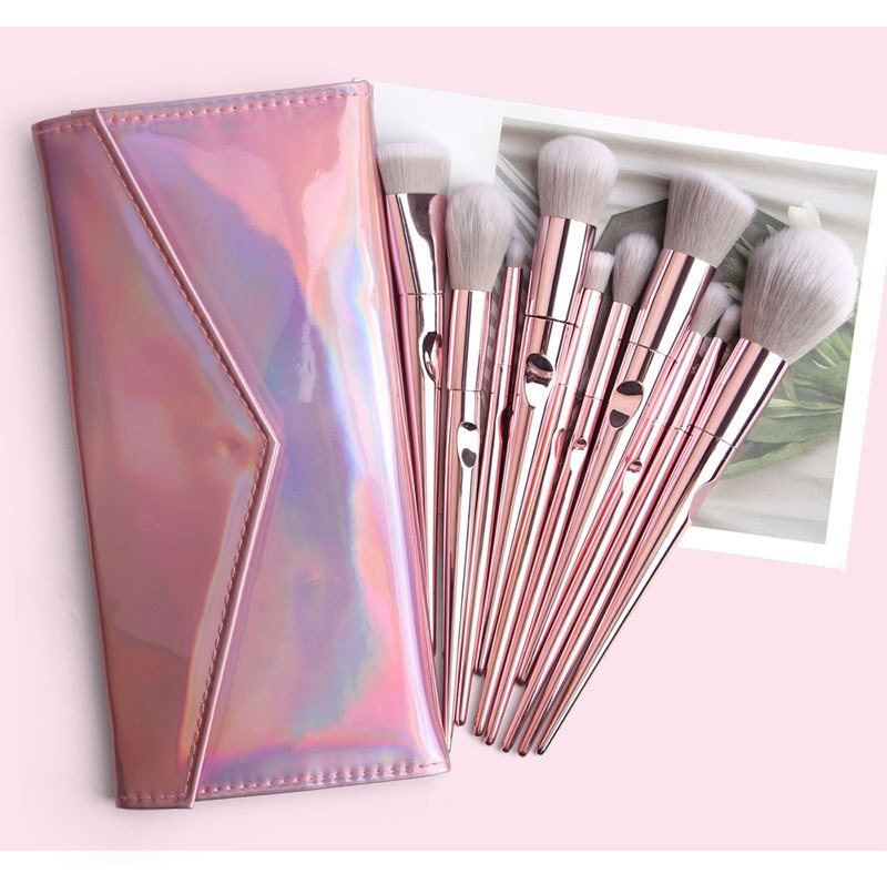 10PCS Pink Makeup Brush Private Label Premium Synthetic Hair Cosmetic Brushes Set