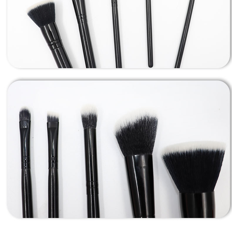 Beautichen New 5PCS Black Wood Handle Eyeshadow Brush Set - Plush Bristles Beginner-Friendly Makeup Kit