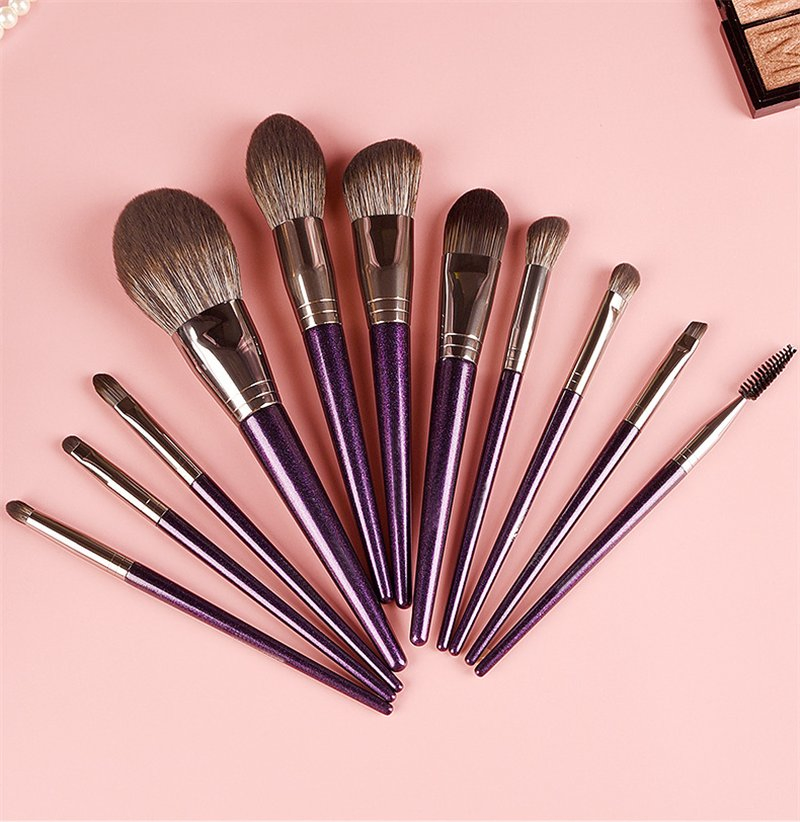 Luxury 11 PCS Vegan Private Label Brush Custom Logo Cruelty Free Soft Bristles Purple Makeup Brushes Set
