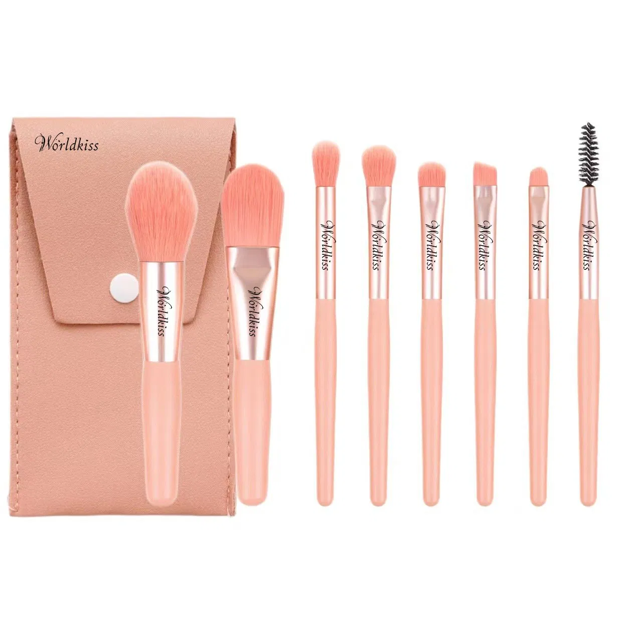 8-Piece Mini Makeup Brush Set - Macaron Color with Brush Pouch