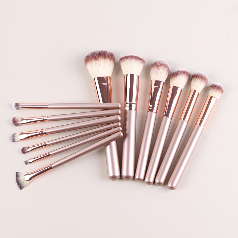 Professional 12PCS Cosmetic Brushes Kit ODM OEM Factory Luxury Rose Gold Makeup Brushes Set with Travel Portable Bag