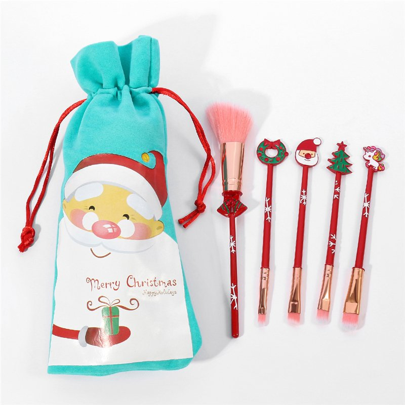 Christmas Style Foundation Power Eyeshadow Eyebrow Eyeliner Makeup Brush Set