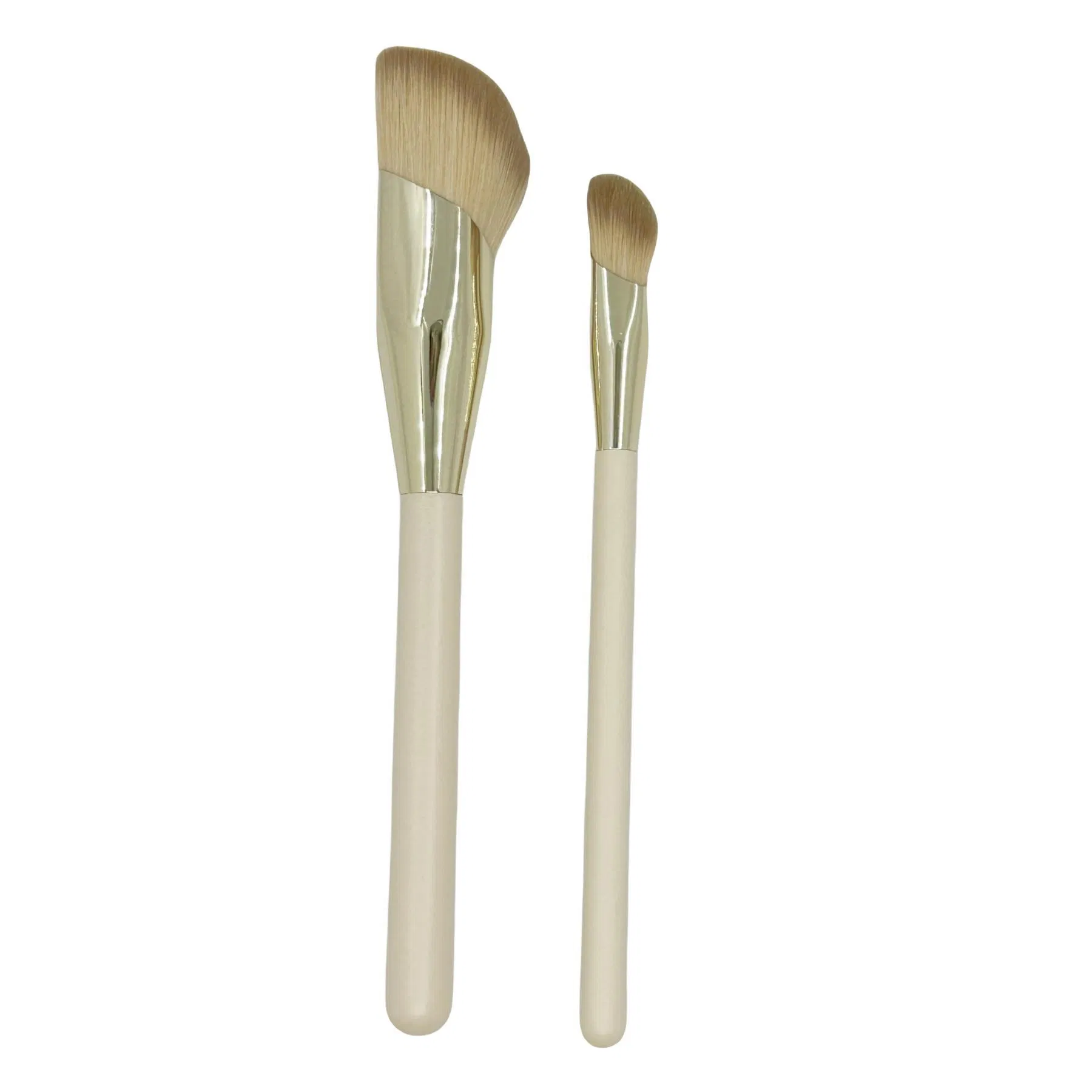 2PCS Custom Logo Angled Round Top Concealer Brush Synthetic Hair Foundation Brush for Powder Liquid Cream