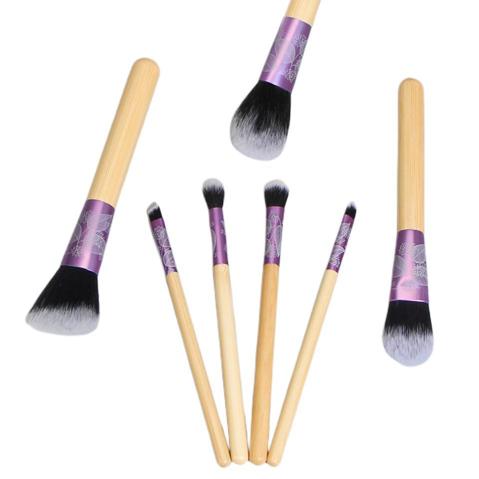 OEM Design Bamboo Handle 8PCS Makeup Brushes Set with Soft Synthetic Hair