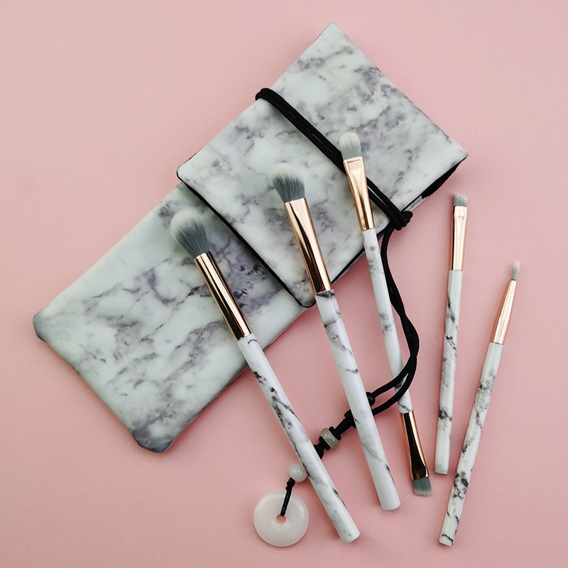 5colors Soft Fiber Eye Makeup Brush Set 4 Portable Beginner Eye Shadow Brush Sets with PU Bag