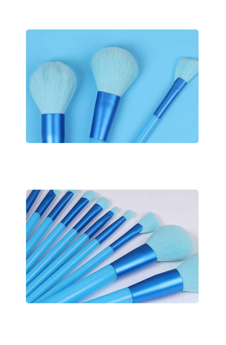 Beautichen 10PCS Blue Beginner Budget Makeup Brush Set - Plush Eyeshadow &amp; Foundation Brushes Ready Stock, Factory Direct Cosmetic Tools
