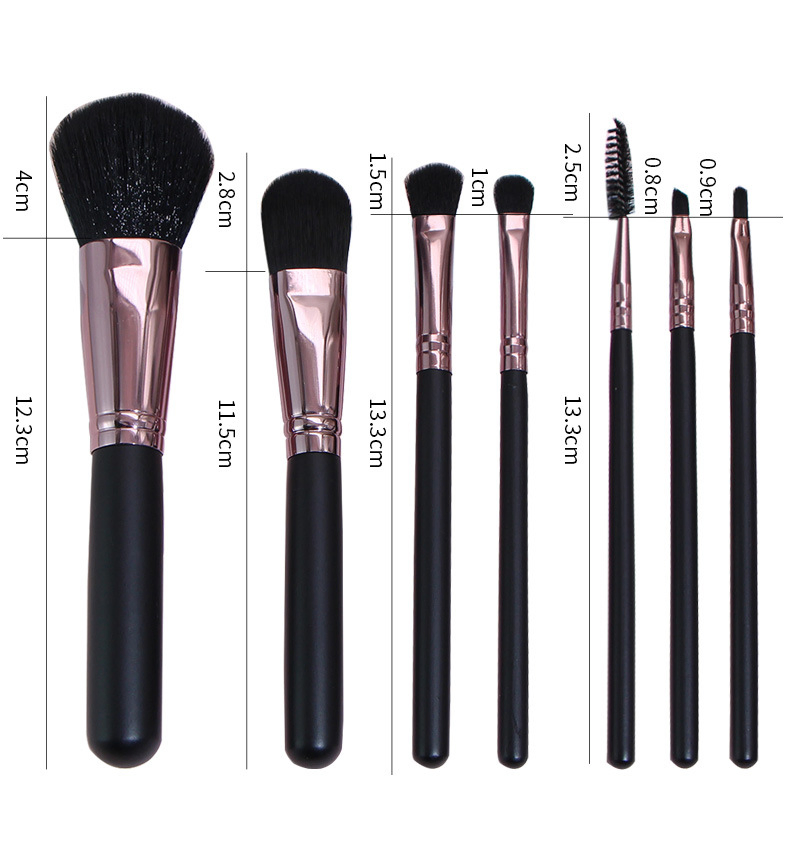 7PC Cosmetic Brush Set for Lip Brush Eyebrow Brush