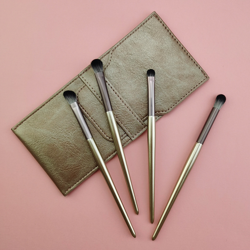 5colors Soft Fiber Eye Makeup Brush Set 4 Portable Beginner Eye Shadow Brush Sets with PU Bag